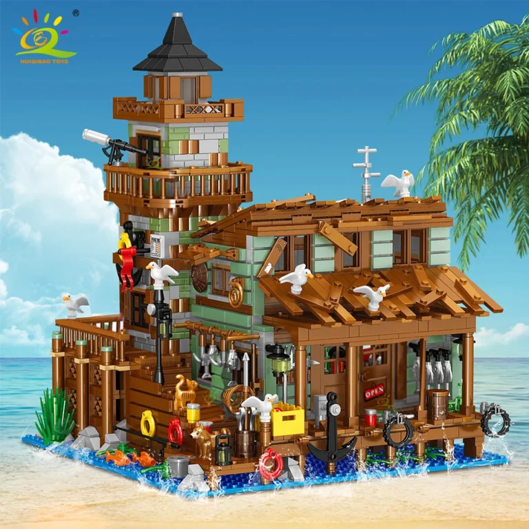 1881Pcs City MINI Fishing Village Cabin Building Blocks Set – DIY Fish House Pier with Figures (Without box)